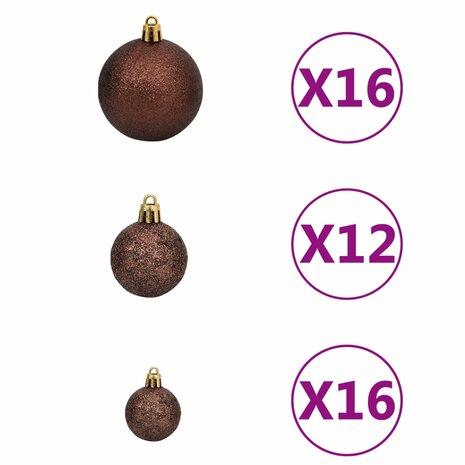 100-delige Kerstballenset 3/4/6 cm bruin/bronskleur/goudkleurig 2