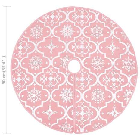 Kerstboomrok luxe met sok 90 cm stof roze 8