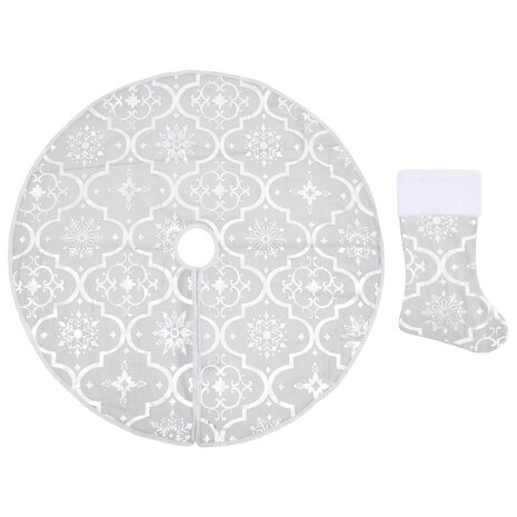 Kerstboomrok luxe met sok 122 cm stof wit 2