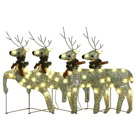 Kerstrendieren 4 st 80 LED&apos;s goudkleurig 4