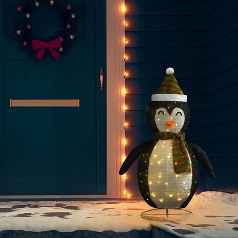 Kerstpinguïn decoratief LED 120 cm luxe stof 1