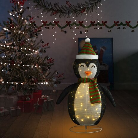 Kerstpinguïn decoratief LED 120 cm luxe stof 3