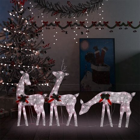 Rendierfamilie Kerstmis warmwit 270x7x90 cm mesh goudkleurig 1