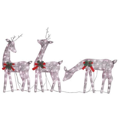 Rendierfamilie Kerstmis warmwit 270x7x90 cm mesh goudkleurig 2