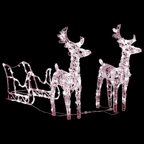 Kerstversiering rendieren en slee 160 LED&apos;s 130 cm acryl 2