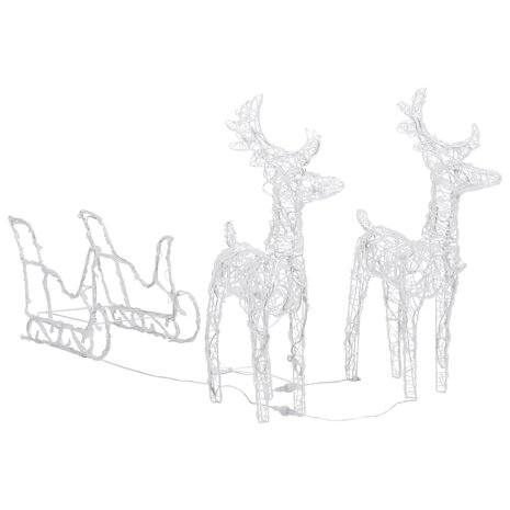 Kerstversiering rendieren en slee 160 LED&apos;s 130 cm acryl 3