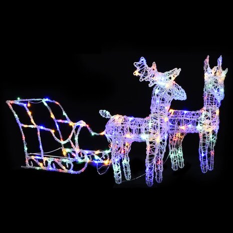 Kerstversiering rendieren en slee 160 LED&apos;s 130 cm acryl 1