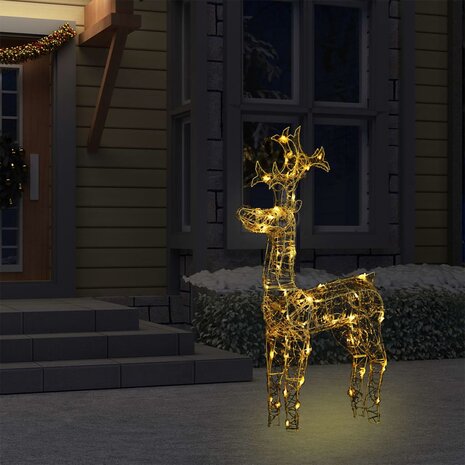 Kerstversiering rendier 90 LED&apos;s 60x16x100 cm acryl 3