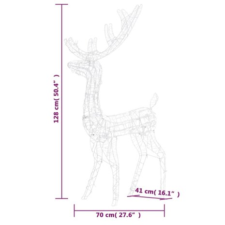Kerstversiering rendier 140 LED&apos;s 120 cm acryl meerkleurig 9