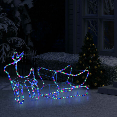 Kerstdecoratie rendier en slee 252 LED&apos;s 3