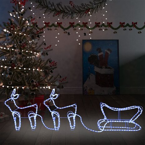 Buitenkerstversiering rendier en slee 576 LED&apos;s 1