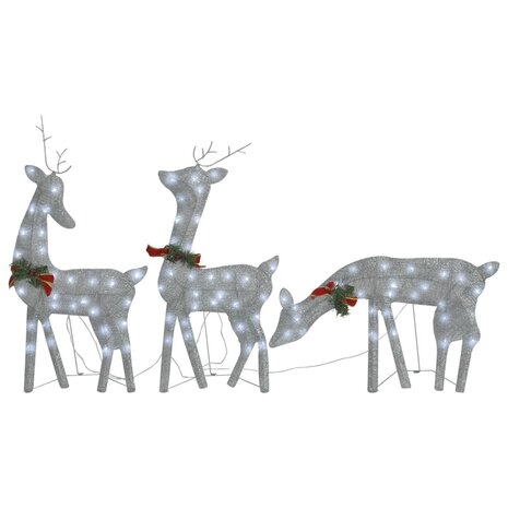 Kerstversiering rendierfamilie 270x7x90 cm gaas wit zilverkleur 2