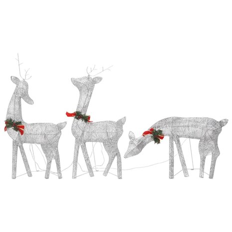 Kerstversiering rendierfamilie 270x7x90 cm gaas wit zilverkleur 3