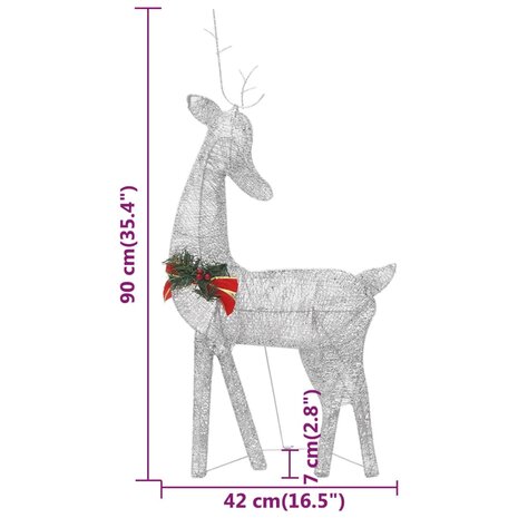 Kerstversiering rendierfamilie 270x7x90 cm gaas wit zilverkleur 11
