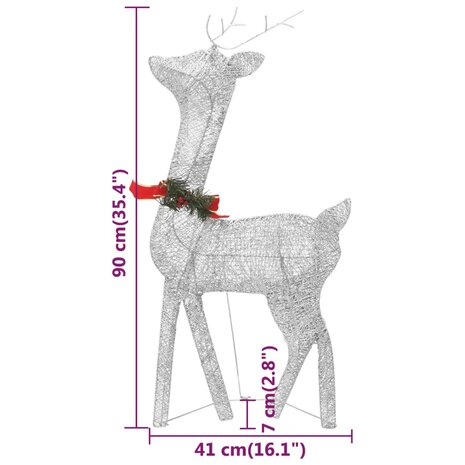 Kerstversiering rendierfamilie 270x7x90 cm gaas wit zilverkleur 12