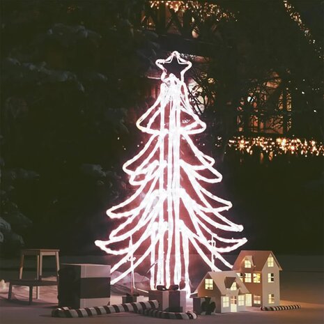 Kerstfiguur kerstboom met warmwitte LED&apos;s 87x87x93 cm 1
