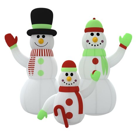 Sneeuwpopfamilie opblaasbaar met LED&apos;s 360 cm 3