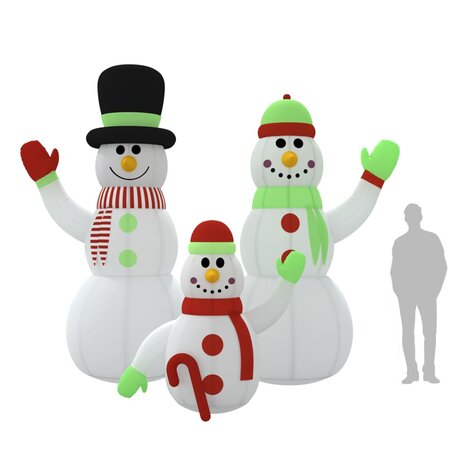 Sneeuwpopfamilie opblaasbaar met LED&apos;s 360 cm 11