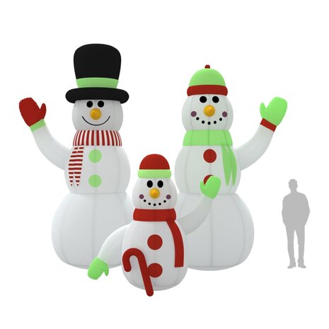 Sneeuwpopfamilie opblaasbaar met LED&apos;s 500 cm 11