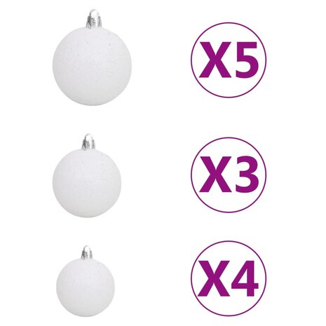 Kunstkerstboom met verlichting en kerstballen half 210 cm wit 10