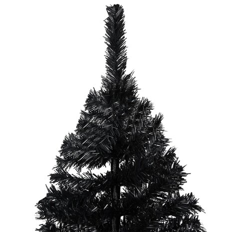 Kunstkerstboom met verlichting en kerstballen 240 cm PVC zwart 3