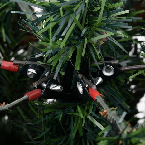 Kerstboom met LED en dennenappels 120 cm PVC en PE groen en wit 7