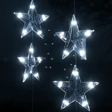 Lichtsnoergordijn sterren met 200 LED&apos;s en 8 functies koudwit 5