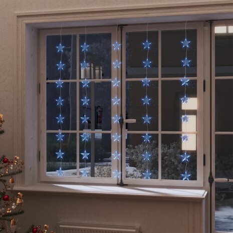 Lichtsnoergordijn sterren met 200 LED&apos;s en 8 functies blauw 1