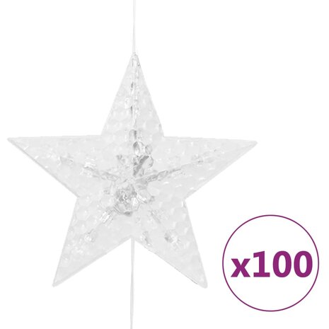 Lichtsnoergordijn sterren met 500 LED&apos;s en 8 functies koudwit 6