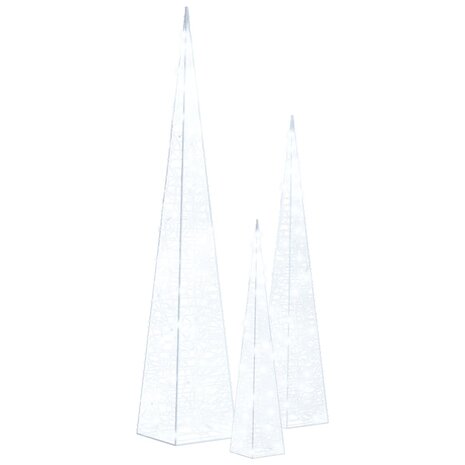 Lichtkegelset decoratief LED 30/45/60 cm acryl koudwit 2