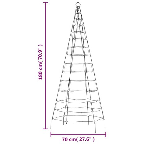 Lichtkegel aan vlaggenmast 180 cm 200 LED&apos;s warmwit 11