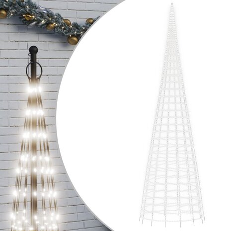 Lichtkegel aan vlaggenmast 3000 koudwitte LED&apos;s 800 cm 2
