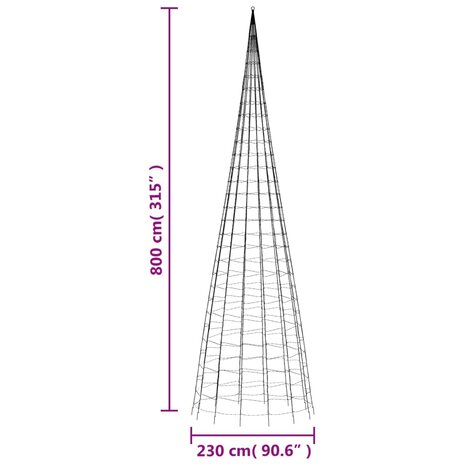 Lichtkegel aan vlaggenmast 3000 koudwitte LED&apos;s 800 cm 11