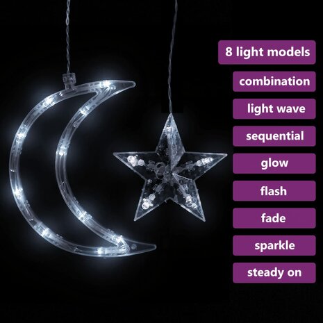Lichtslinger ster en maan afstandsbediening 138 LED&apos;s koudwit 3