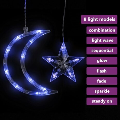 Lichtslinger ster en maan afstandsbediening 138 LED&apos;s blauw 3