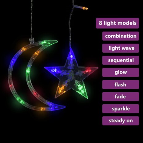 Lichtslinger ster en maan 138 LED&apos;s meerkleurig 3