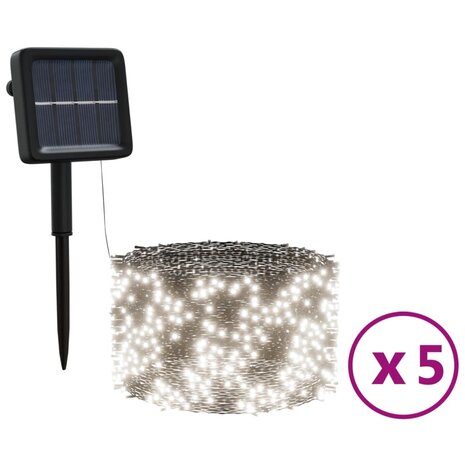 5 st Lichtslinger met 200 LED&apos;s solar binnen/buiten koudwit 2