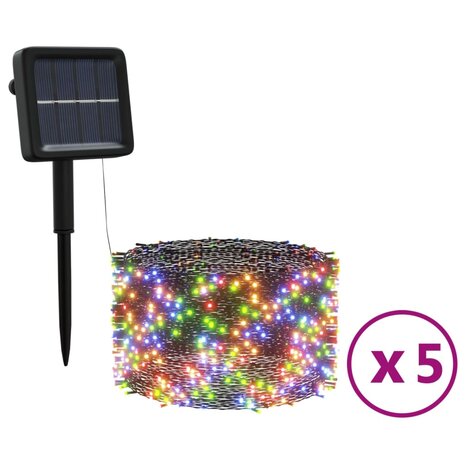 5 st Lichtslinger met 200 LED&apos;s solar binnen/buiten meerkleurig 2