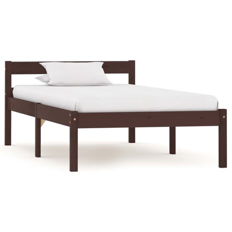 Bedframe massief grenenhout donkerbruin 100x200 cm 1
