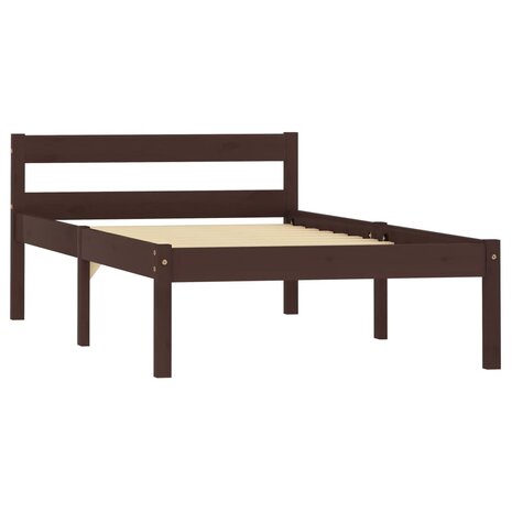 Bedframe massief grenenhout donkerbruin 100x200 cm 2