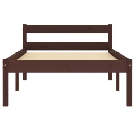 Bedframe massief grenenhout donkerbruin 100x200 cm 3