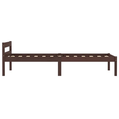 Bedframe massief grenenhout donkerbruin 100x200 cm 4