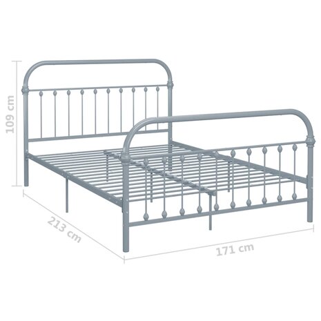 Bedframe metaal grijs 160x200 cm 6