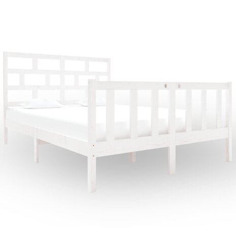 Bedframe massief grenenhout wit 135x190 cm 4FT6 Double 2