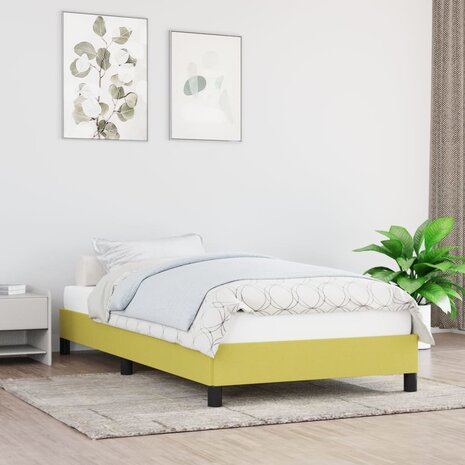 Bedframe stof groen 90x200 cm 1