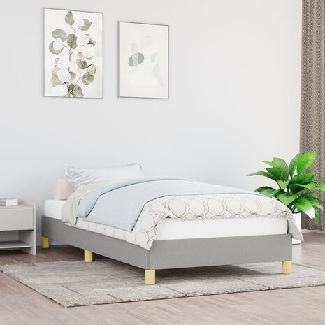 Bedframe stof lichtgrijs 90x200 cm 1