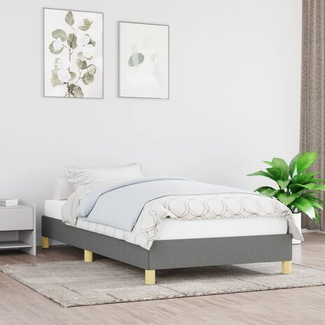 Bedframe stof donkergrijs 90x200 cm 1