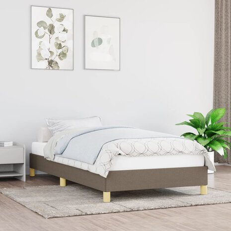 Bedframe stof taupe 90x200 cm 1