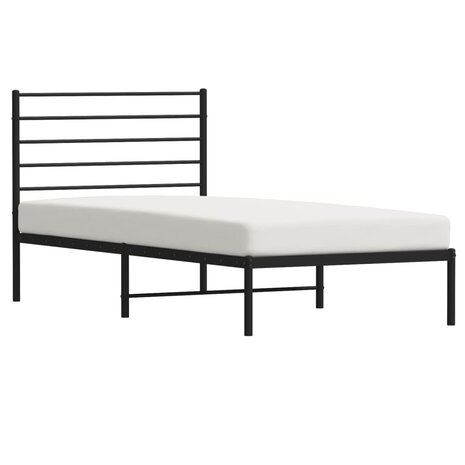 Bedframe met hoofdbord metaal zwart 75x190 cm 4