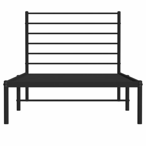 Bedframe met hoofdbord metaal zwart 75x190 cm 6